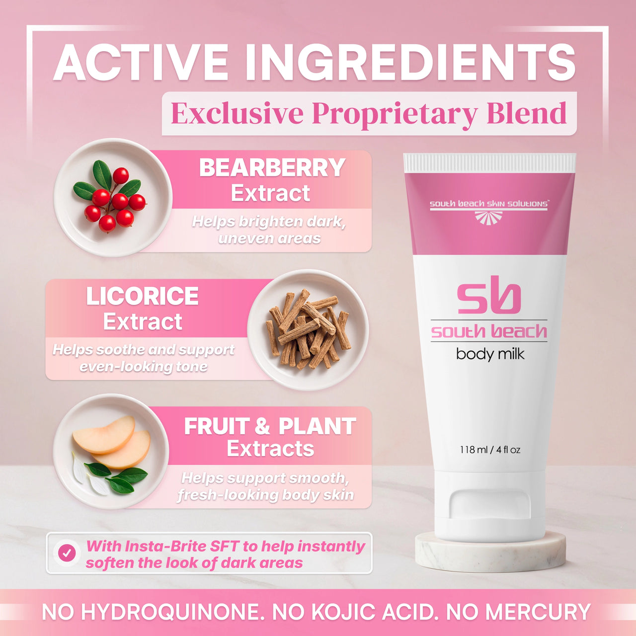 SB Skin Brightening Body Milk para rodillas, codos y parte interna de los muslos