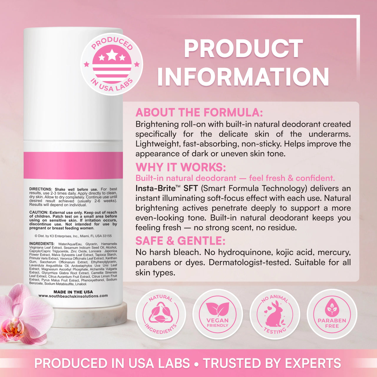 SB Skin Brightening Roll-on para axilas con desodorante natural