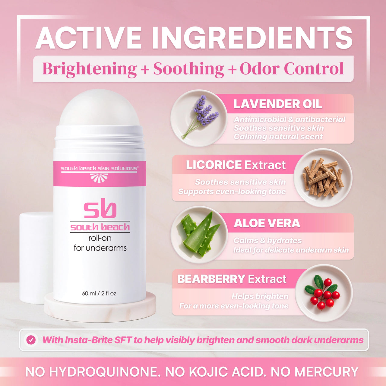 SB Skin Brightening Roll-on para axilas con desodorante natural